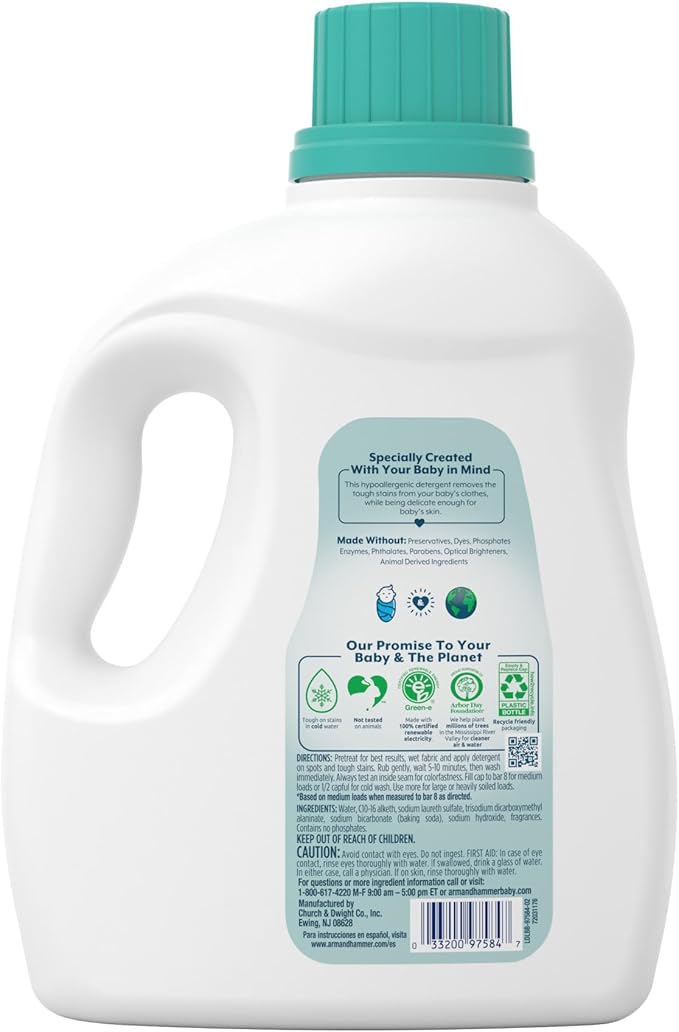 ARM & HAMMER Baby, 77 Loads Hypoallergenic Liquid Laundry Detergent, 100.5 fl oz