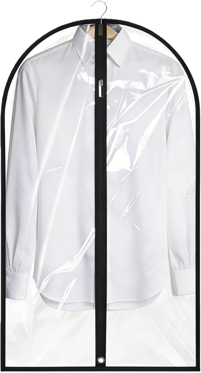 Garment Bags for Hanging Clothes, 45'' Suit Bag Cover for Storage and Travel, Dress Bags for Gowns Long (Clear)