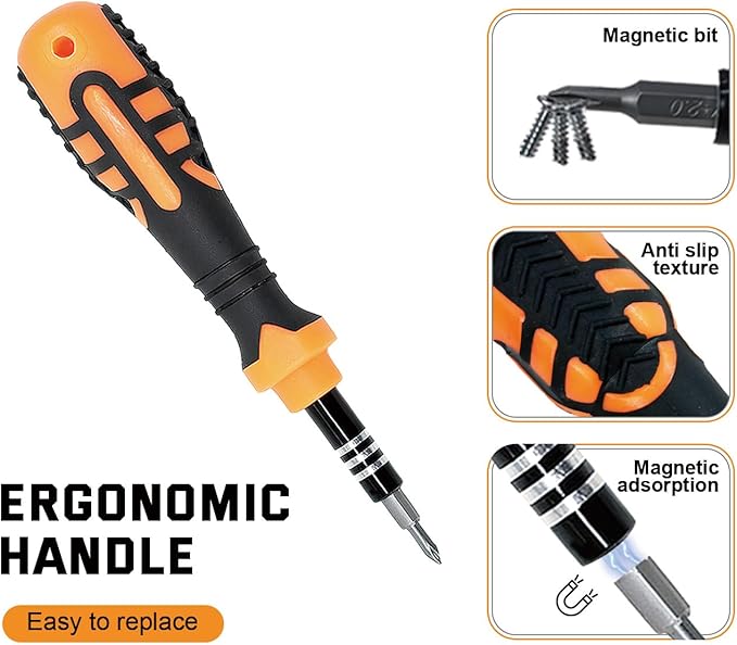 Small Screwdriver Set By JAKEMY, 33 in 1 Precision Screwdriver Kit, Magnetic Replaceable Screwdrivert Bits Repair Tool Kit Opening Tool and Tweezer for Phone Cellphone PC Electronics