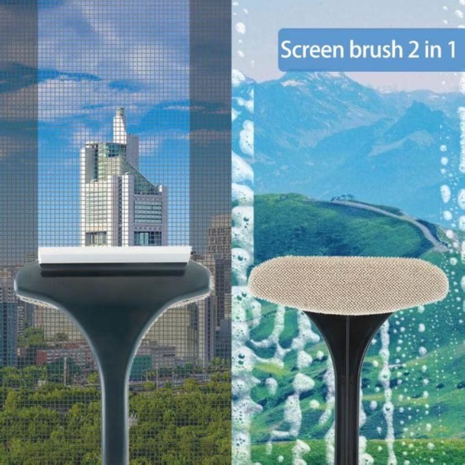 Generic 1 PC Window Cleaning Squeegee Brush Extendable Mesh Screen Cleaner Auto Car Window Duster Detachable Window Scraper for Kitchen, White