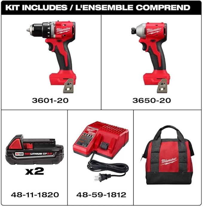 Milwaukee Electric - M18TRADE Compact BRUSHLESS 2-Tool Combo KIT