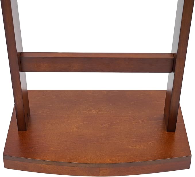 Valet Stand with Drawer and Top Tray, Wood Mens Suit Valet Stand with Wood Base, Freestanding Clothes Valet Stand with Hanger, Storage Organizer for Entryway Office Living Room (C, Walnut Color)