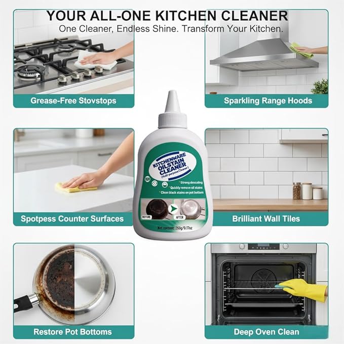 Kitchenware Oil Stain Cleaner, Multi-purpose Kitchen Cleaner, Pot Bottom Black Stain Cleaner, Pan Bottom Cleaning Paste,Powerful Kitchenware Cleaner, Oil Stain Remover (150, Grams)