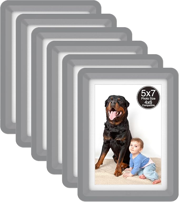 5x7 Picture Frame, Clear Acrylic Photo Frame with White Mat for 4x6 Photos, One-Piece Shatterproof Tool-Free Design, UV-Resistant Waterproof Tabletop Frame for Home Office Decor with 10-Year Warranty