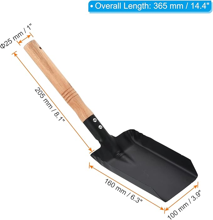 PATIKIL 14" Square Point Shovel, Square Digging Shovel Carbon Steel Flat Head Garden Shovel with Short Hardwood Handle, Black Yellow
