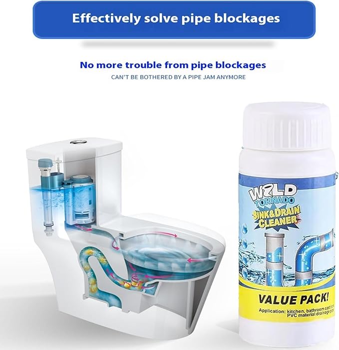 Sink and Drain Cleaner, Wild Tornado Cleaner Drain Cleaner, Multi-functional Pipe Dredge, Powerful Sink and Drains Cleaners Powder for Kitchen and Bathroom (2)