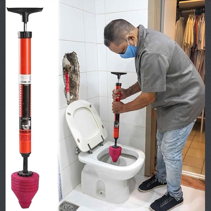 Upgraded High Pressure Toilet Unblock One Shot Toilet Pipe Plunger, 2024 New Toilet Unblock a Shot Kit, Air Drain Clog Remover, Toilet Snake Toilet Unclogger, Air Pump Toilet Plunger (1Pc)