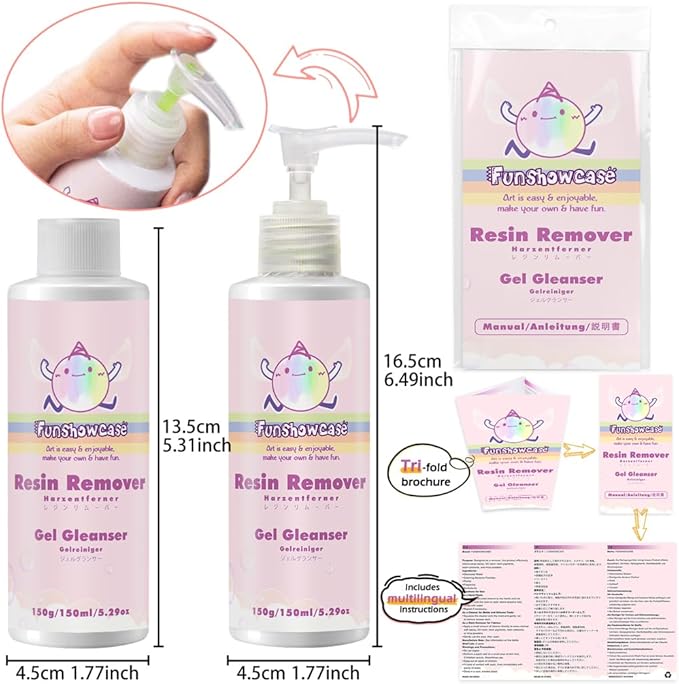 FUNSHOWCASE Resin Cleaner Epoxy Remover with Refill Set 10oz 300ml