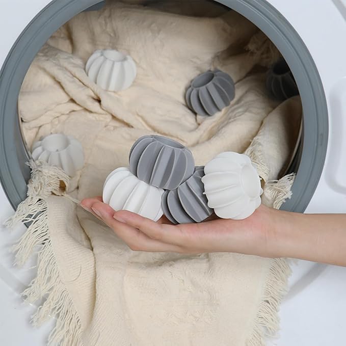 10Pcs Reusable Laundry Balls Scrubbing Balls Gray White Silicone Dryer Balls Washing Machine Ball Fabric Softener Alternative for Clothes Deep Cleaning Anti-Winding