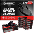 GLOVEWORKS Black Nitrile Gloves 5 Mil Disposable, Latex Free, Textured Grip for Food Service, Cooking, Professional Cleaning