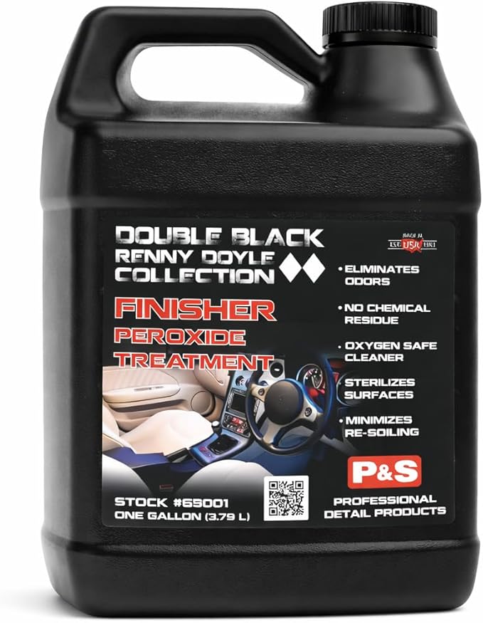P&S Double Black Interior Cleaning Bundle – Terminator Enzyme Spot & Stain Remover + Finisher Peroxide Treatment, Professional Carpet, Upholstery & Odor Eliminator System (1 Gallon Each)
