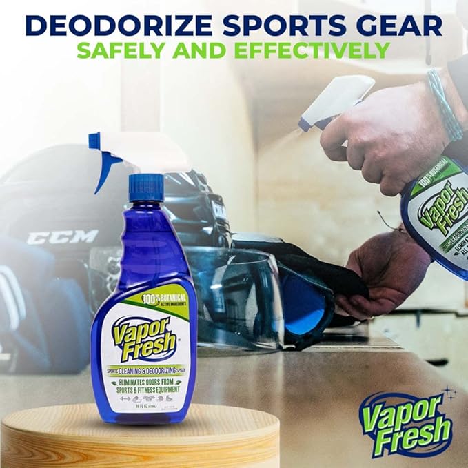 Vapor Fresh Sports Cleaner and Deodorizer - For Boxing Gloves, Sports Pads, Helmets, Gym Bags, Gym Equipment and More - Naturally Powered By Plants, 16 Fl Oz (12-Pack)