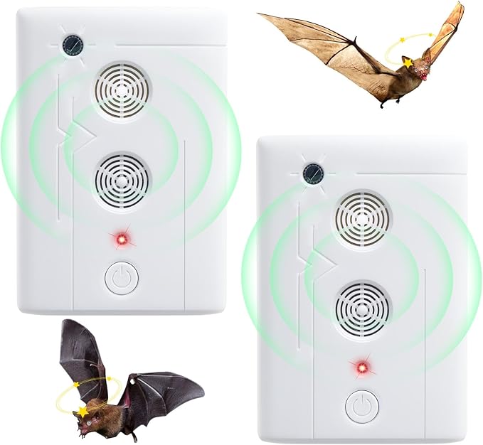Bat Deterrent Devices for Attic: Bat Keep Away,Rechargeable Bird Repellent for Indoor&Outdoor Removal to Keep Away System Porch House, Attics,Garages,Friendly to Human & Pet(2)