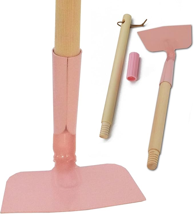 Kids Garden Lawn Hoe-Small Wooden Handle Hoe with Metal Head, 31 inches/ 79 cm Length, for Kids Garden Labor Hoe (Pink)