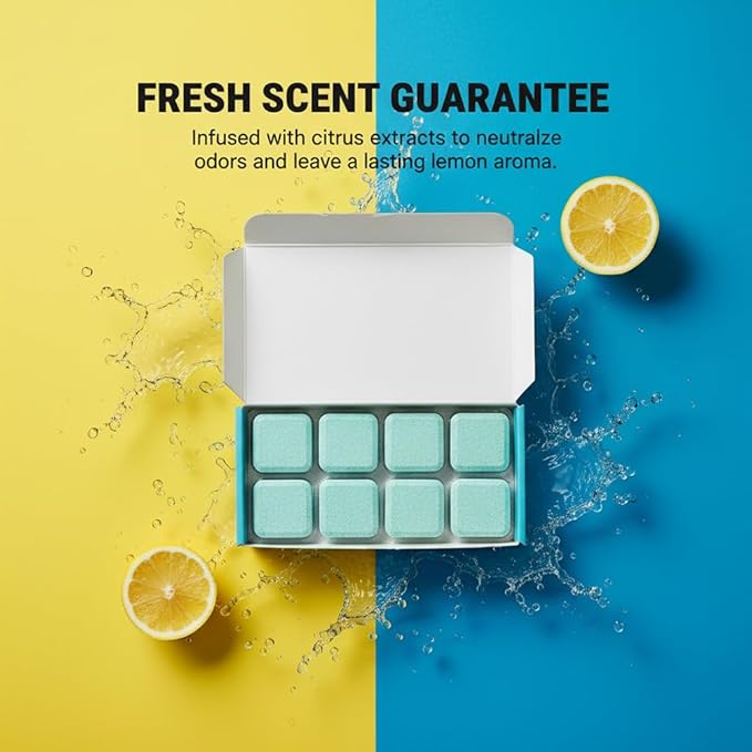 RAINPOT Washing Machine Cleaner for Washing Machines, Universal Compatible with Front Loader & Top Loader, Effective Odor Eliminator, Septic-Safe, 12 Tablets (48 PCS)