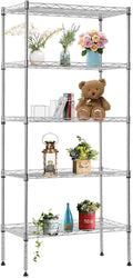FDW 5 Tier 22L x 12W x 48H Pantry Shelves Adjustable Metal Shelves NSF Storage Rack Shelving Units for Kitchen Garage Small Places Commercial,Chrome