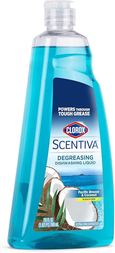 Clorox Scentiva Liquid Dish Soap, Pacific Breeze & Coconut Scent - Dishwashing Detergent Cuts Through Grease - A Powerful Clean You Can Trust, 26 Fl Oz - 2 Pack