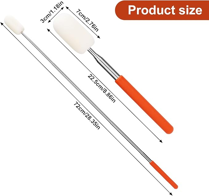 2pcs Telescoping Sponge Stick for Pottery, Retractable Ceramic Mud Tools Clay Sponge on a Stick with Handle for Cleanup Excess Water from Tall or Narrow Pottery(Middle,Extend up to 27.95in)