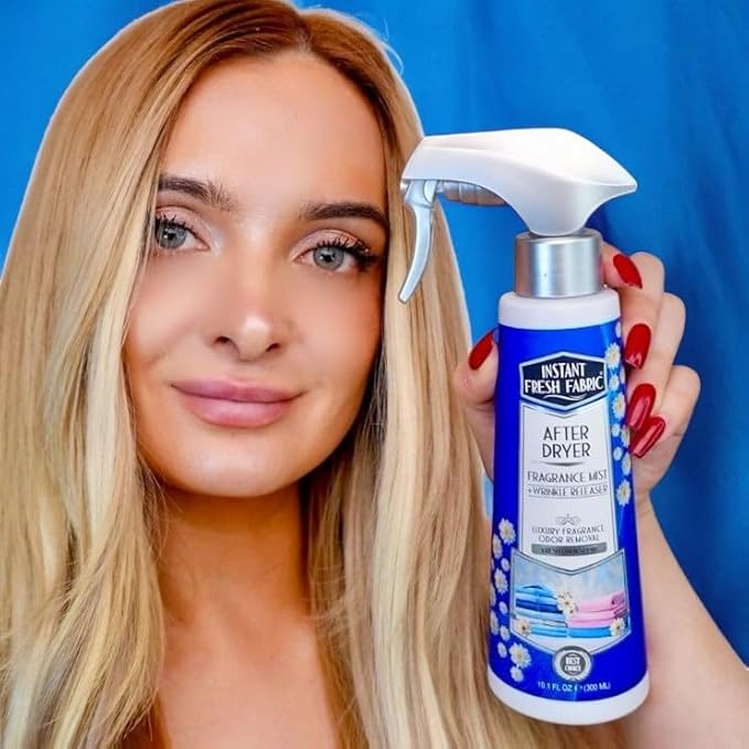 After Dryer Fabric Freshener & Wrinkle Release Spray - For Clothes & Laundry - Luxury Fragrance Odor Remover & Wrinkle Releaser - For Home & Travel - Fresh Linen Scent - 10.1 fl oz.