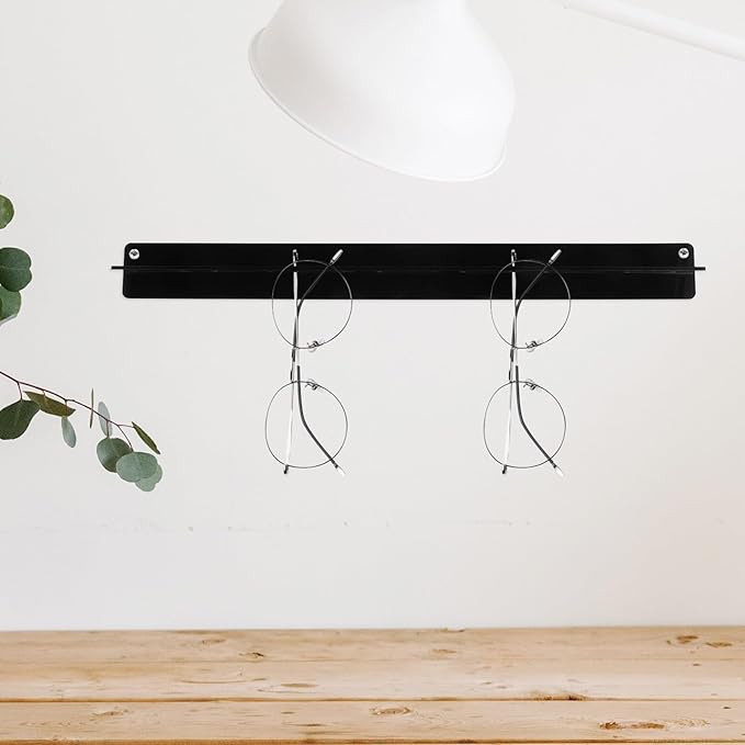 Wall-Mounted Acrylic Sunglasses Rack with Black Finish, Eyewear Organizer for Glasses Storage and Display, Space-Saving Hanging Glasses Holder for Home and Office