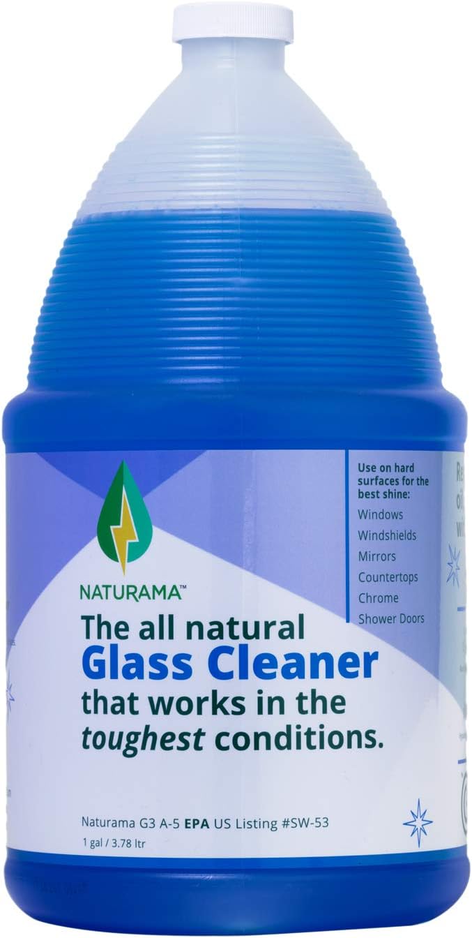 Naturama Glass Cleaner (1 Gallon) â€“ Ammonia Free/Non-Toxic Outdoor Window Cleaner for Streak Free/Crispy Clean Shine | Natural Eco Friendly Product with Multi Glass Use