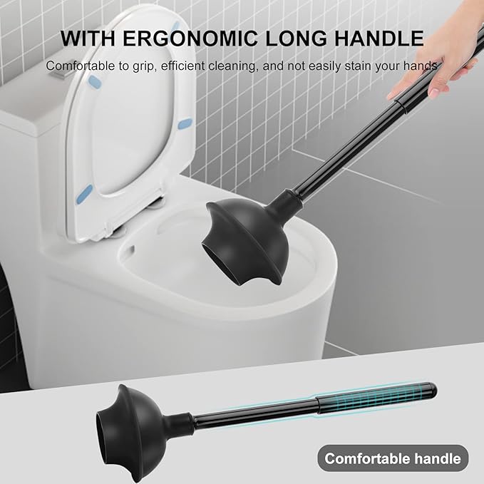 SetSail Toilet Brush and Plunger Set, 2 Packs Toilet Plungers for Bathroom Heavy Duty Toilet Bowl Brush and Holder Hidden Toilet Plunger and Brush Set for Deeply Cleaning 2 Packs - Black