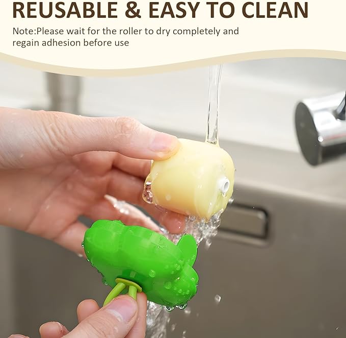 2Pcs Reusable Lint Roller Set, Portable Mini Travel Lint Roller, Washable Sticky Roller, Mini Pet Hair Removal Tool,Easy Removing Hair on Clothes Sofa Bed Carseat (2 Green)