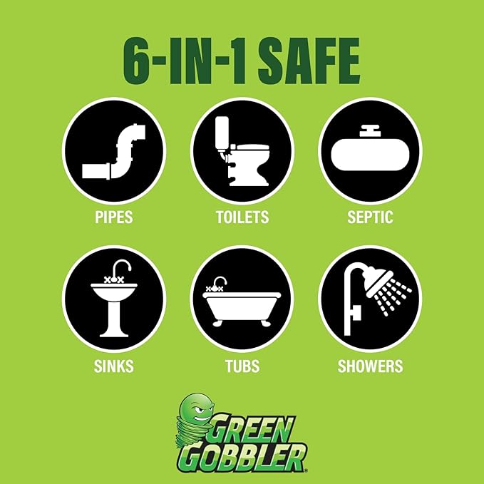 Green Gobbler Industrial Strength Grease and Hair Drain Clog Remover | Drain Cleaner Gel | Safe for Pipes, Toilets, Sinks, Tubs, Drains & Septic Systems (Packaging May Vary)