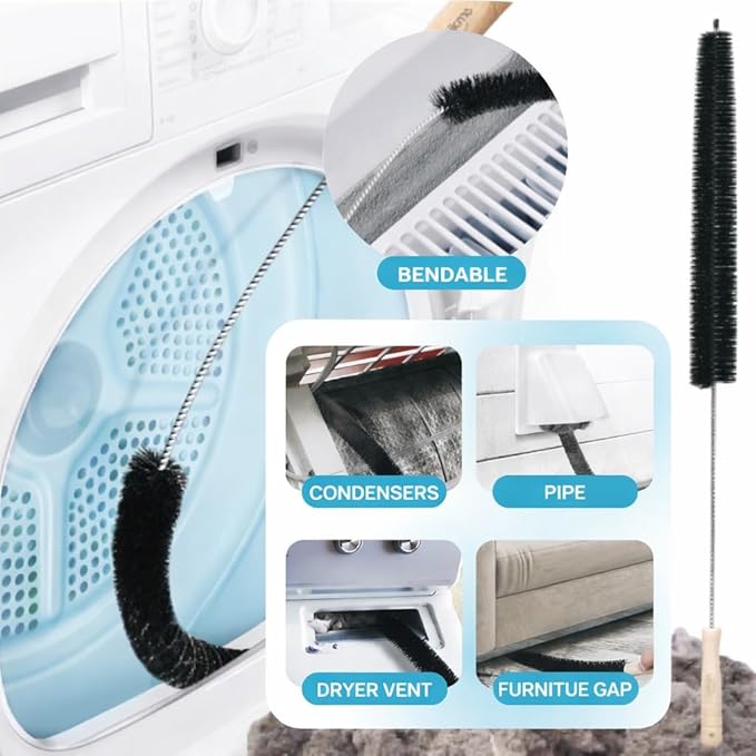 8 PCS Multi-Purpose Washing Machine Cleaning Brush, Dryer Vent Cleaner Kit, Crevice Brush for Bathroom, Grout & Sink, Household Tile Cleaning Tools, Long Handle Tools for Front Load & Top Load Washers
