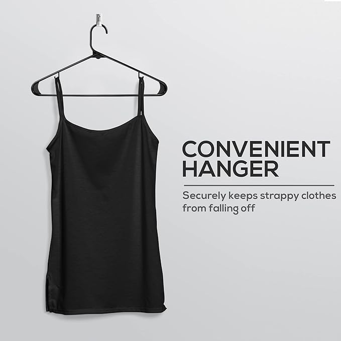 Utopia Home Plastic Hangers 20 Pack - Space Saving Clothes Hanger - Durable & Strong Closet Organizers and Storage with Built-in Strap Hooks - Essential for Shirts, Pants, Skirts & Coats (Black)