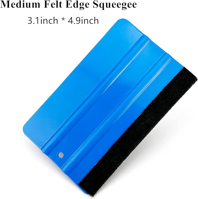 3 Piece Felt Edge Squeegee, 4inch - 5inch - 6inch Vinyl Wrap Squeegee, Plastic Squeegee Scratch-Free for Decals, Adhesive Vinyl, Window Film, Wallpaper