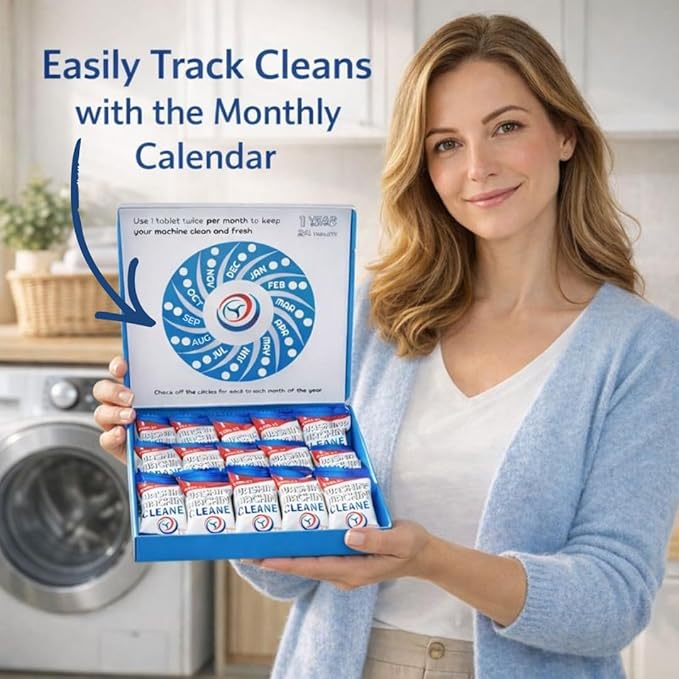 Washing Machine Cleaner Tablets - Penetrating Deep Clean Washer Cleaner Tablets For Front Loader And Top Load HE - Active Formula Tub Descaler Deodorizer