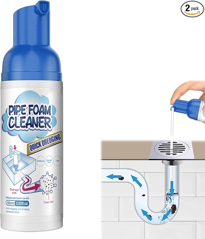 Japanese Drain Foam Cleaner, Japanese Toilet Cleaning Foam Drain Cleaner, Powerful Sink and Drain Cleaner, Drain Cleaner Hair Clog Remover Foam for Kitchen Drain, Sinks (2)