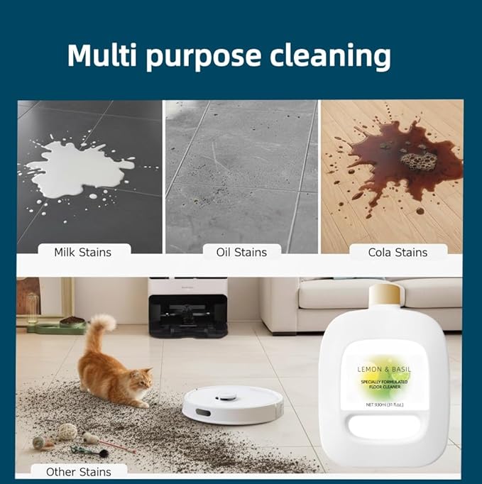 Floor Cleaning Solution Compatible With NARWAL Robot Vacuum And Mop Cleaner(Model Freo | Freo X Ultra). Residue & Streak Free.Deep Cleans For Multiple Hard Floors.LEMON & BASIL Scent(2 bottle)