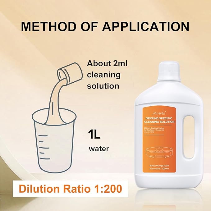 Sweet Orange Scent Floor Cleaning Solution Compatible with Dreame Cleaning Solution, Floor Cleaner for Hardwood Tile Hardfloor, Compatible Robot Vacuums with Mopping and Wet Dry Vacuum (1 Bottle)