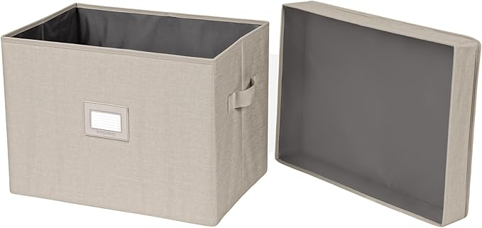 Covermates Keepsakes - Storage Box - Heavy Duty Polyester - Reinforced Handles - ID Window - Indoor Storage - Closet Storage, Beige Heather