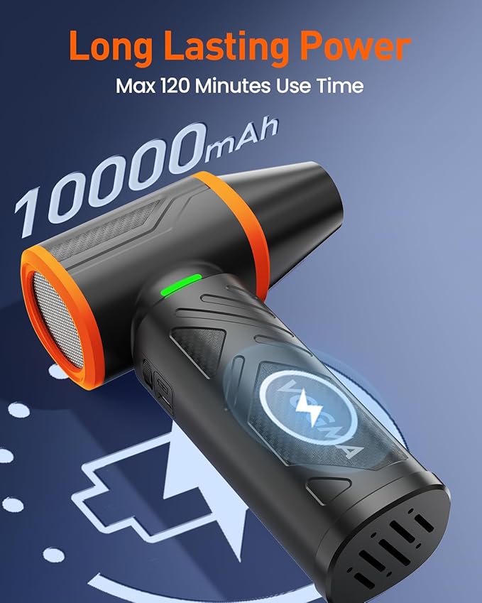 V40 Compressed Air Duster-270000RPM 350G Super Power Electric Air Duster, 10000mAh Cordless Rechargeable Brushless Motor Canned Air, Stepless-Adjustable Air Blower for PC, Keyboard