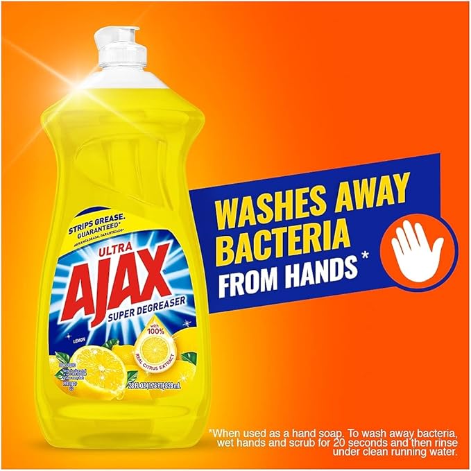Ajax 44673 Dish Detergent Lemon Scent 28 oz Bottle 9/Carton