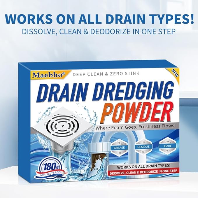 Upgrade Sink and Drain Cleaner, 6 Pack Pipe Dredge Cleaner Powders Fast Foaming Powerful Drain Cleaning for Kitchen Toilet Sink Quick Cleaning Tool