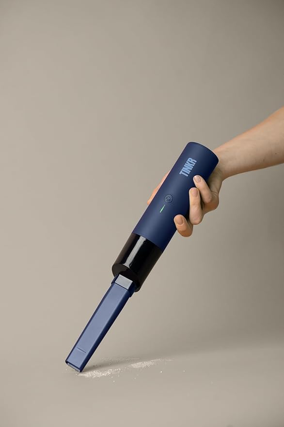 TINKR Mini Car Vacuum, Cordless Handheld Vacuum with 6000Pa Suction Power, High Speed 47000 RPM Motor, Efficient Airflow Design, Dual Nozzles, USB C Recharge, and Travel Bag (Midnight Blue)