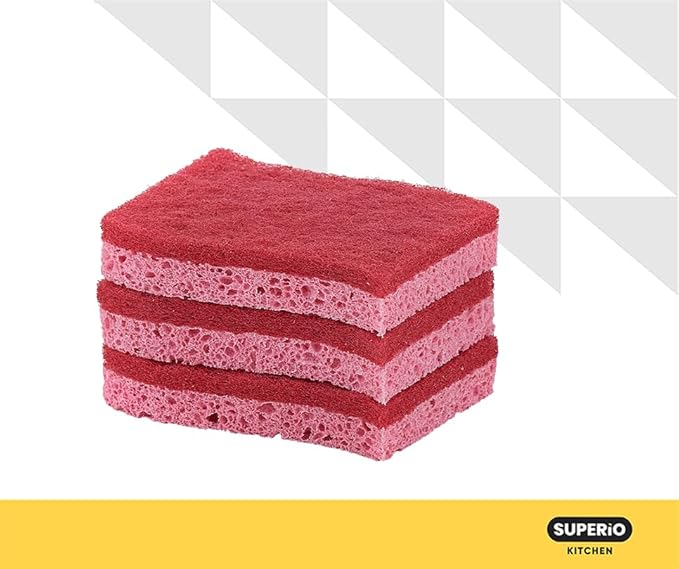 Kitchen Sponges for Washing Dishes, Non-Scratch Cellulose Dish Scrub Sponges, Cleaning Sponges for Household Use, Safe Cleaning Products, Kitchen Sponges Pack of 24, by Superio