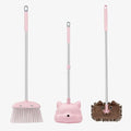 28'' Kids Mini Broom with Dustpan & Mop Set - Toddler Cleaning Toy, Toddler Household Helper, Parent-Child Interactive Play Cleaning Tool, Cute Cartoon Design, Small Safe Corner Broom (Pink)