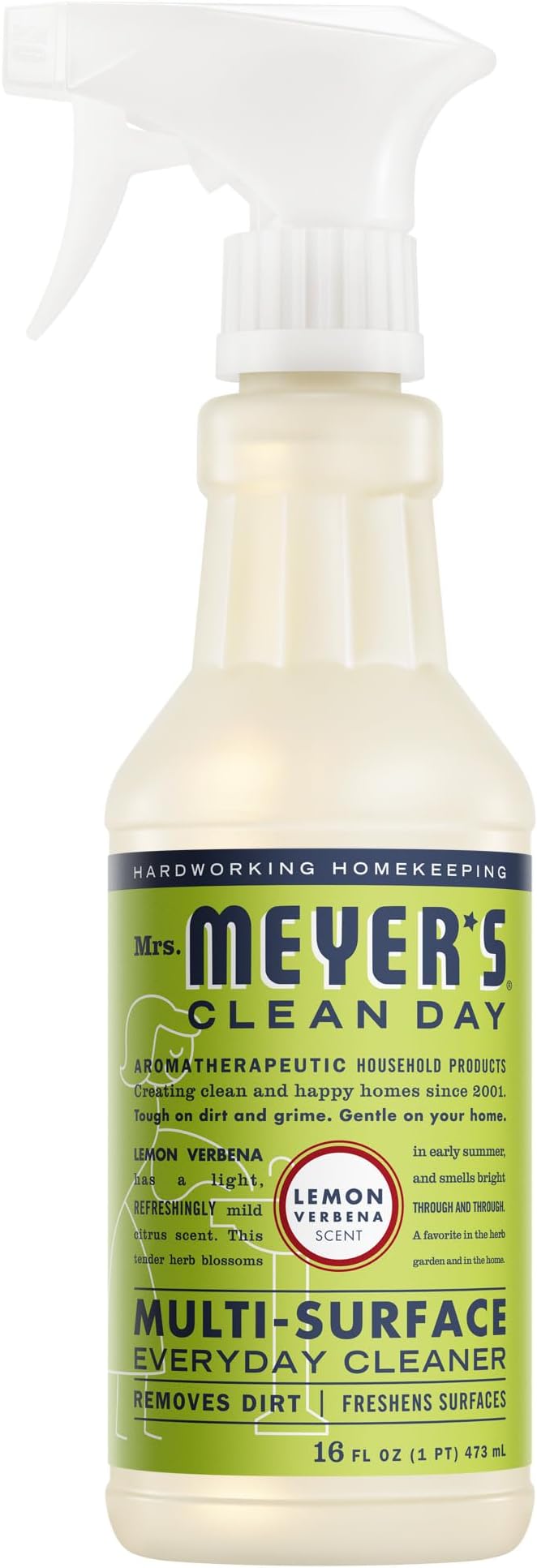 MRS. MEYER'S CLEAN DAY Multi-Surface Everyday Cleaner, Lemon Verbena Scent, 16 Fl Oz Bottle