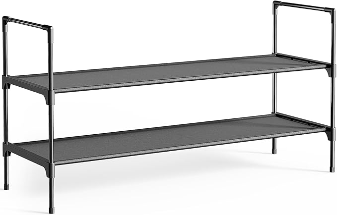 Kitsure Shoe Rack - 3-Tier Shoe Organizer, Shoe Rack for Closet, Entryway, Bedroom, Easy- Assembly Storage Shelf with Side Handles, 36.2" Wide - 2 Tiers, Black