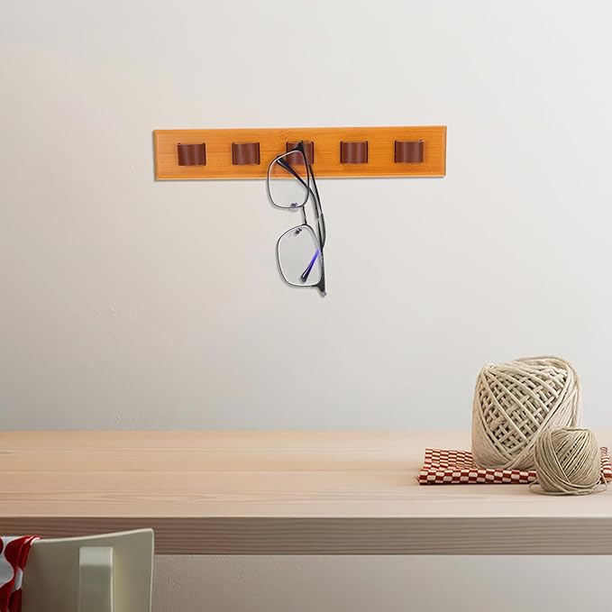 SOLUSTRE Wooden Eyewear Organizer Rack Wall Mounted Sunglasses Storage Display Holder Modern Eyeglass Storage Rack for Entryway Bedroom Home