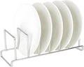 IMEEA Plate Rack 304 Stainless Steel, Vertical Dish Organizer for Cabinet & Countertop, Holds 6 Plates (8–10 Inch), 12 x 3.9 Inch Metal Dish Holder ﻿