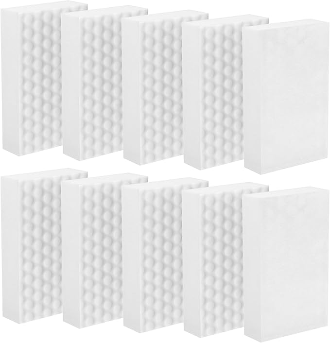 10 Pcs Magic Sponge Eraser Sponges for Cleaning, 2X Density White Magic Sponges Cleaning Erasers for Household Kitchen Sink Bathroom Bathtub Furniture Wall Cleaner Scrubber (3.93x2.36x0.79 in)