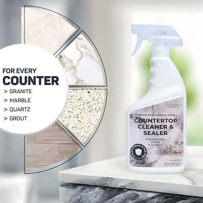 Countertop Cleaner & Sealer – Streak-Free Spray for Granite, Marble & Quartz | Cleans & Protects in One Step | USDA BioPreferred, Non-Toxic, No Film