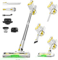 Honki Cordless Vacuum Cleaner for Home, Powerful Stick Vacuum with Rechargeable Battery, Green Light Anti-Tangle Brush, 6-in-1 Lightweight Handheld Vacuum for Pet Hair, Hard Floor, Carpet, Yellow