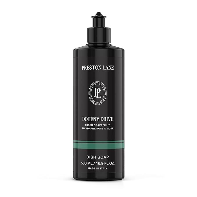 Preston Lane Luxury Dish Soap, Doheny Drive Scent | Plant Powered Formula with Essential Oils | Tough on Grease, Gentle on Hands | Vegan, Cruelty Free, Clean Ingredients